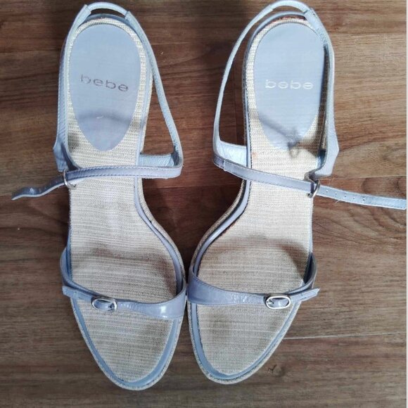 Bebe Light Blue and Linen High Heel Sandals Size 9 M - Picture 3 of 10